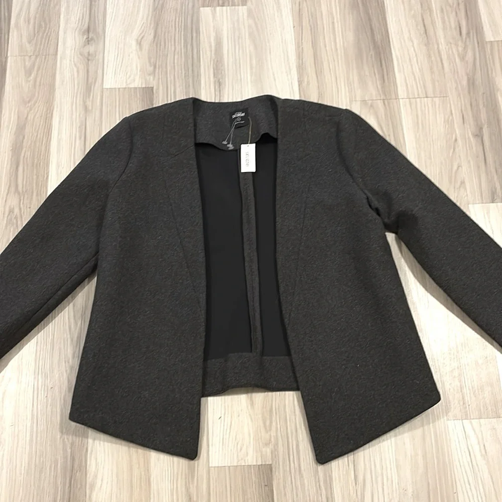 Kate Spade‎ Saturday Behind The Scenes Gray Wool Blend Blazer Jacket Size L